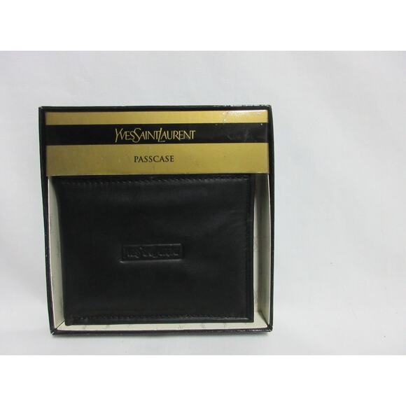 Yves Saint Laurent Men’s Vintage Black Bifold Wallet Pass Case Boxed India - Picture 1 of 11
